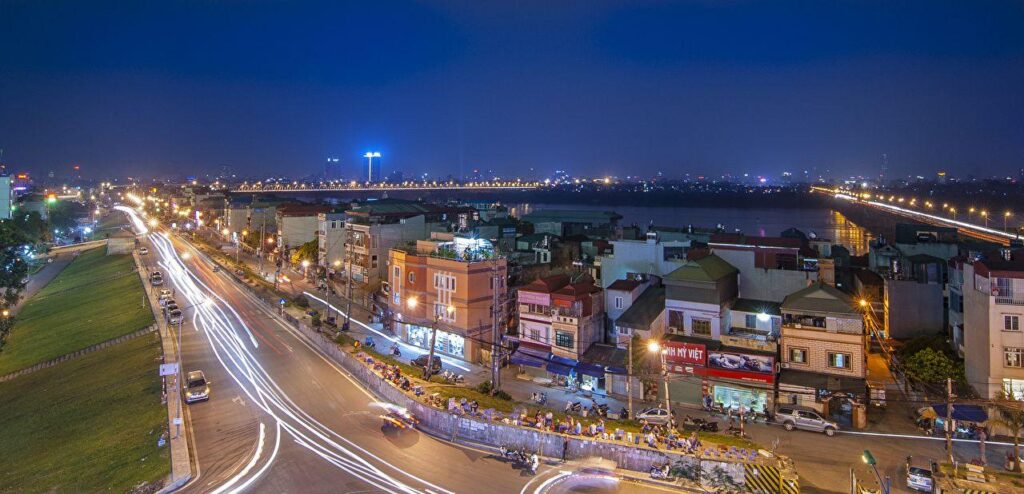 Photos Vietnam Hanoi Roads night time Street lights Cities Houses