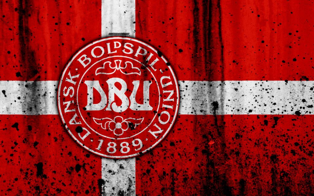 Download wallpapers Denmark national football team, k, logo