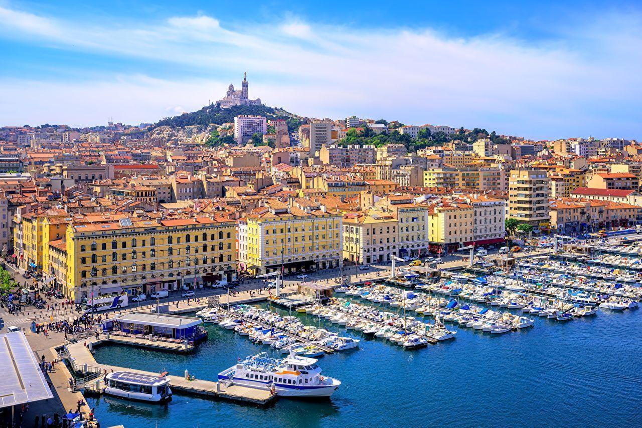 Wallpapers Marseille France Marinas Motorboat Cities Building