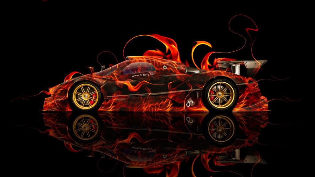 Pagani Zonda R Side Fire Abstract Car
