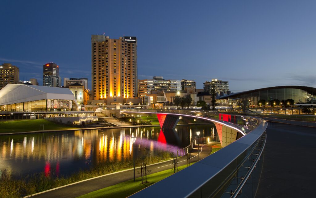 Photo Australia Adelaide Bridges Night Rivers Cities