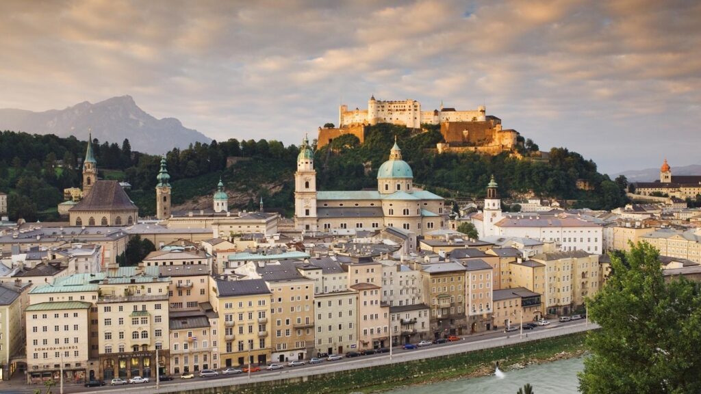 Landscapes nature old austria town castle salzburg wallpapers