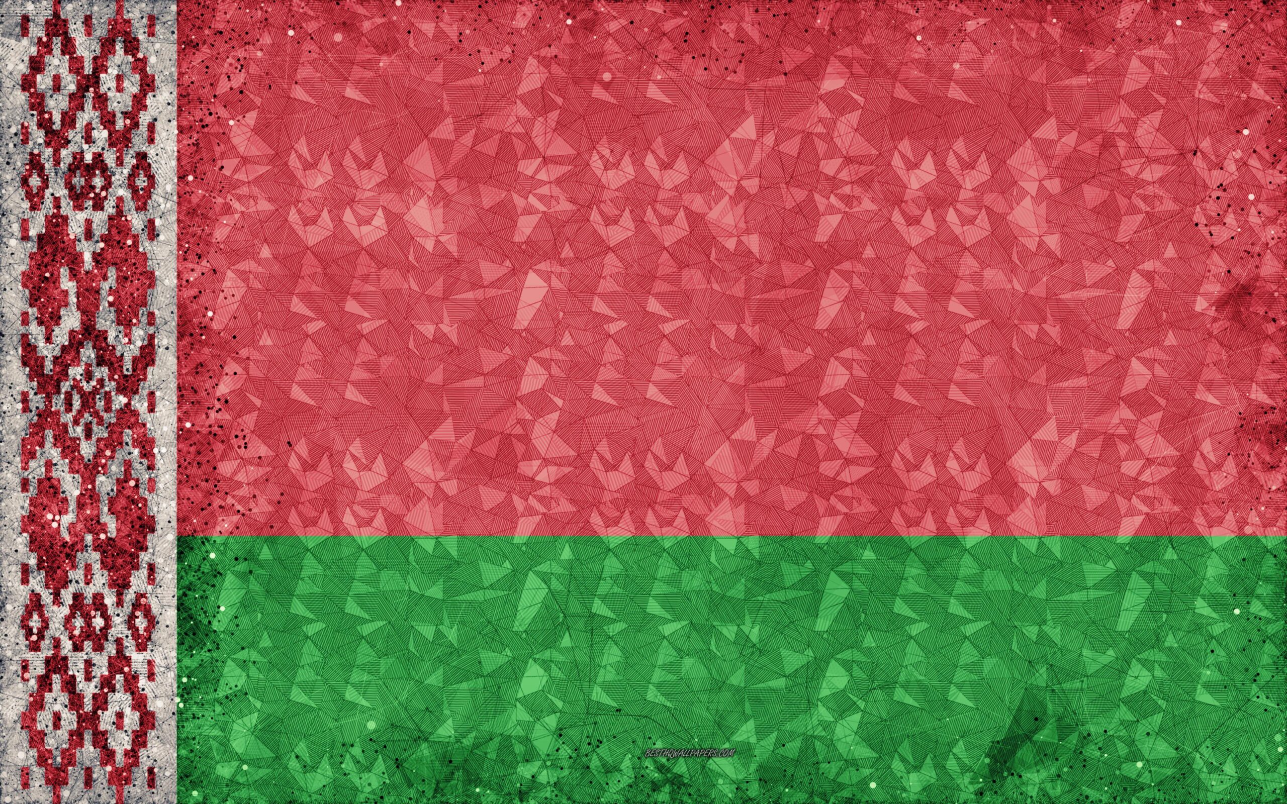 Download wallpapers Flag of Belarus, k, geometric art, abstraction