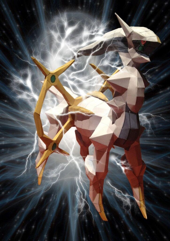 Arceus paperkraft with backgrounds by magicalyuki