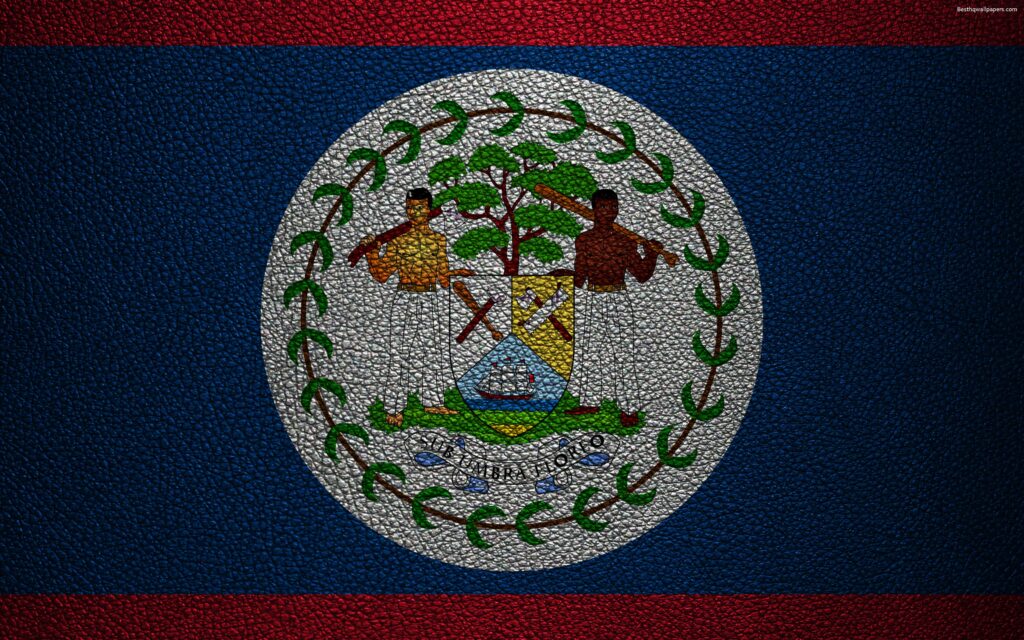 Download wallpapers Flag of Belize, k, leather texture, North