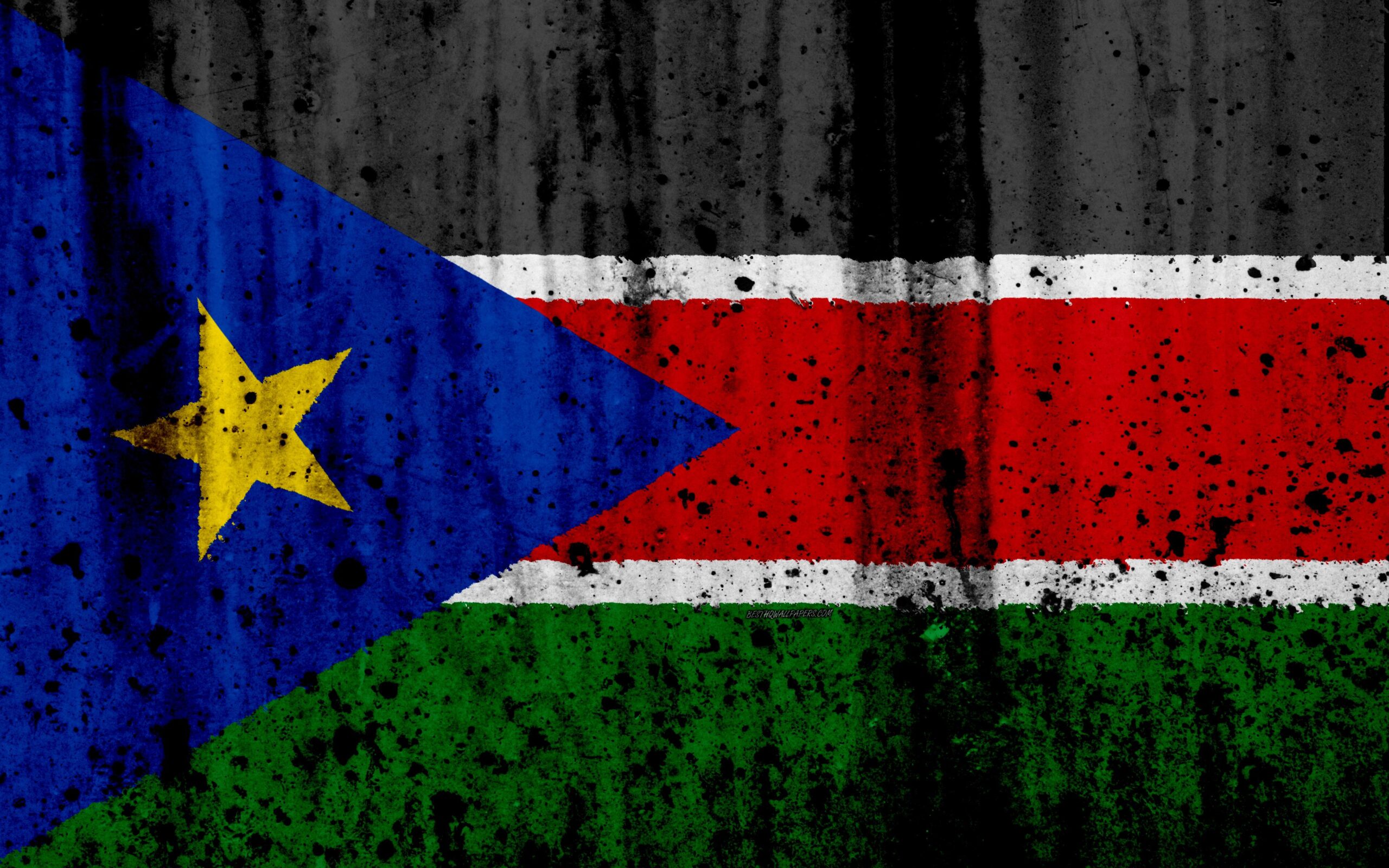 Download wallpapers South Sudan flag, k, grunge, flag of South