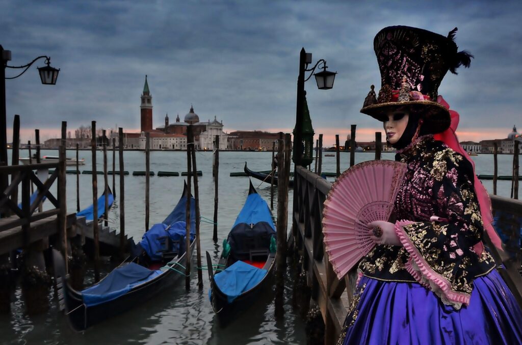 Wallpapers boat, sunset, water, sky, Venice, vehicle, mask, Tourism