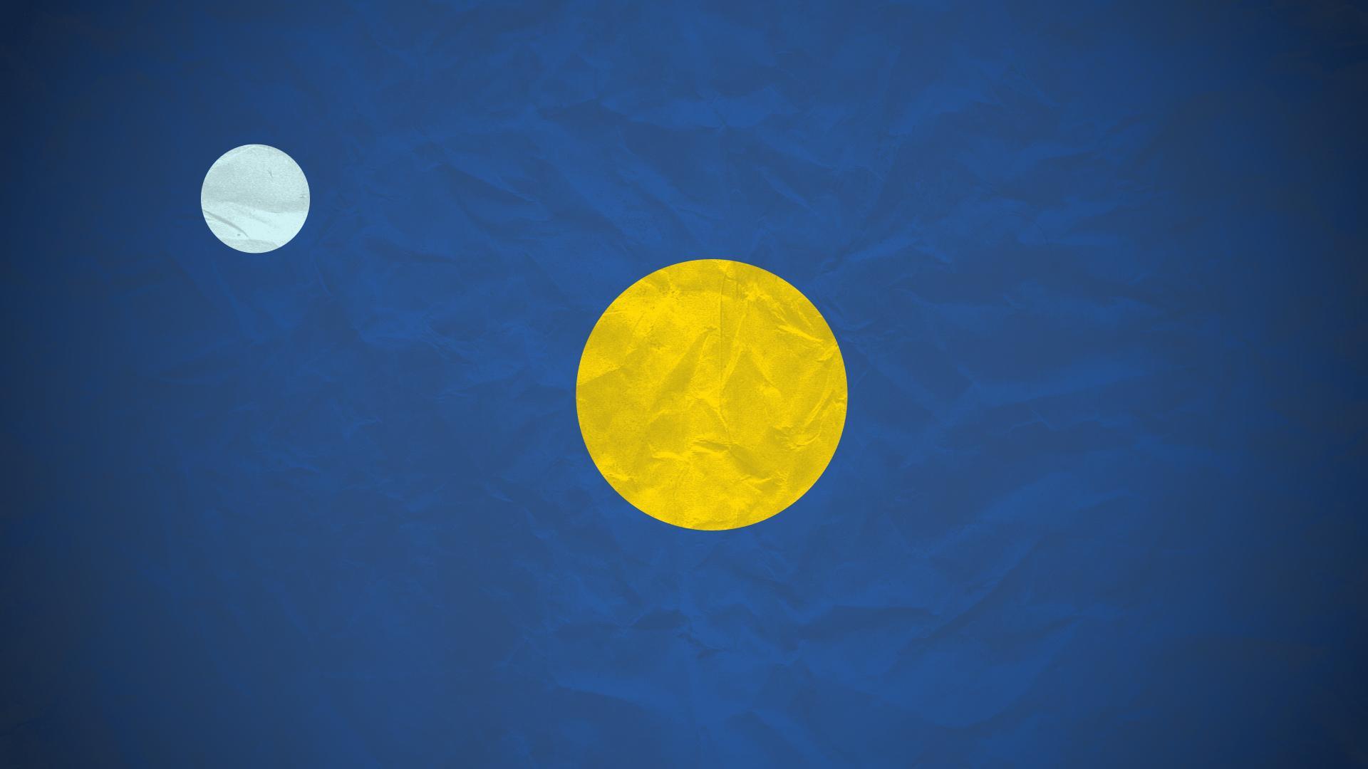 My first attempt at a minimalist wallpaper The Sun and the Moon