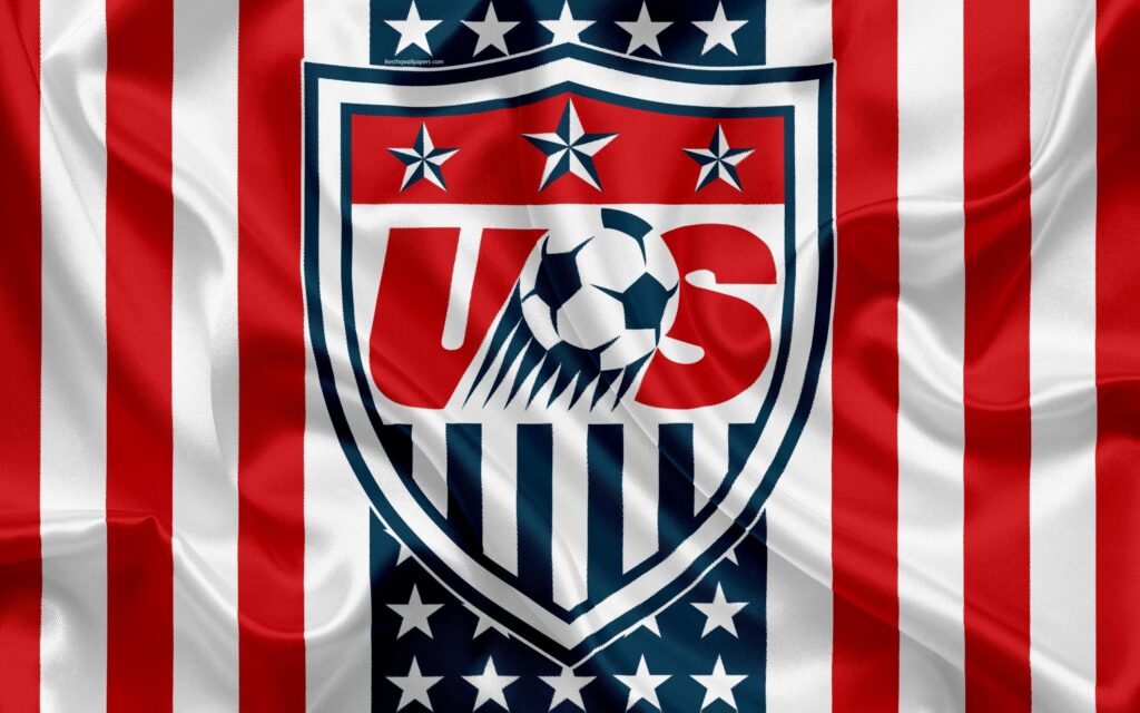 Download wallpapers USA national football team, logo, emblem, US