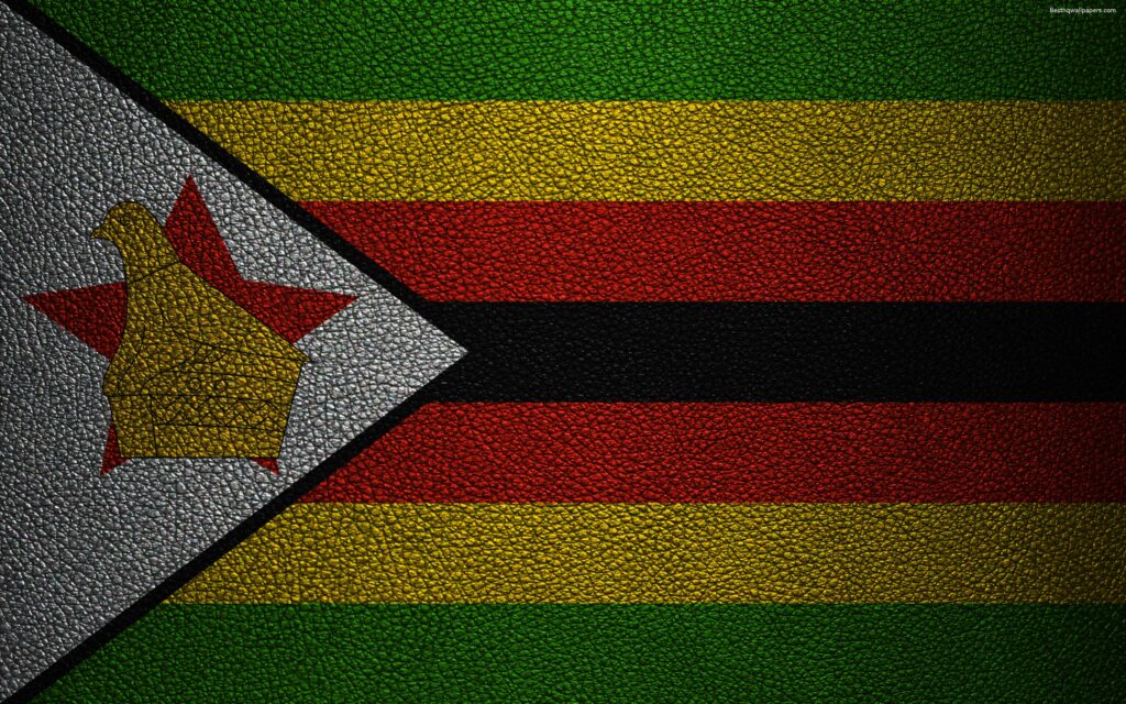Download wallpapers Flag of Zimbabwe, K, leather texture, Africa