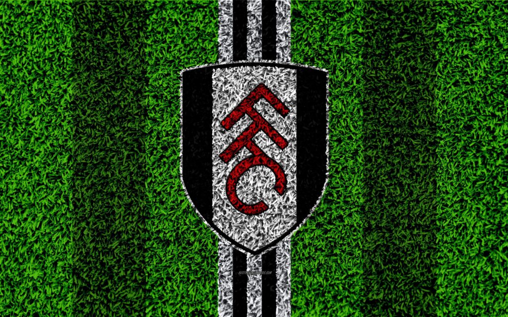 Download wallpapers Fulham FC, k, football lawn, logo, emblem