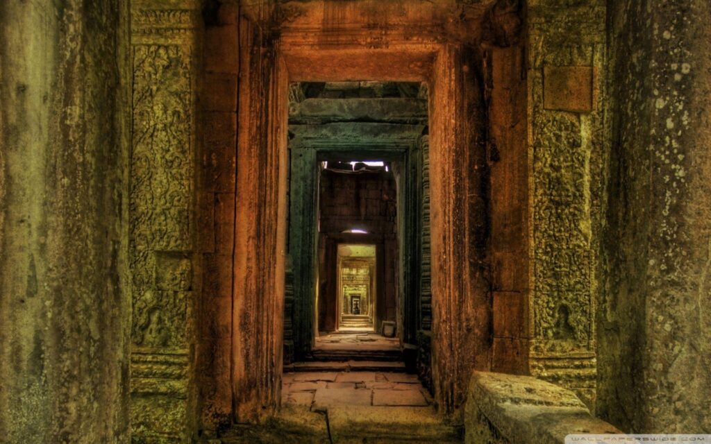 Passageway Inside Temple, Cambodia 2K desk 4K wallpapers High