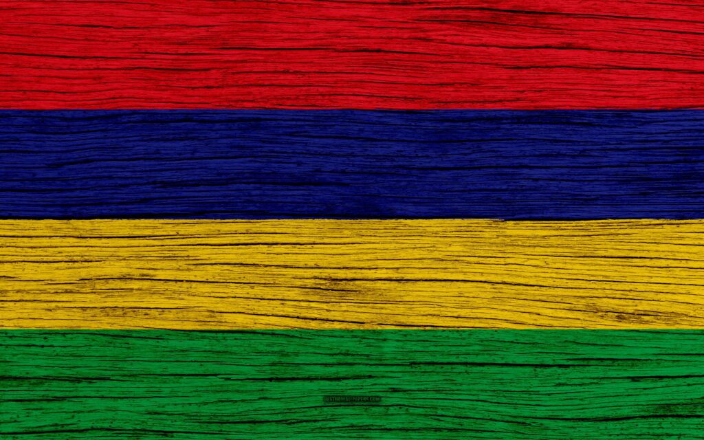 Download wallpapers Flag of Mauritius, k, Africa, wooden texture