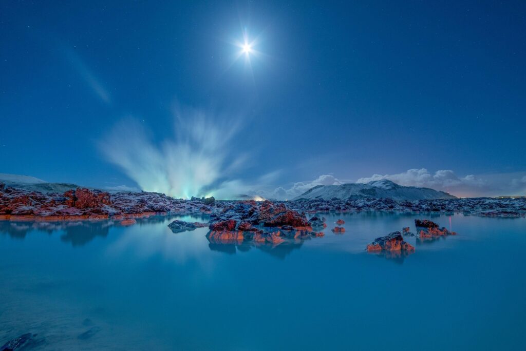 Wallpapers Blue Lagoon, Moonlight, Iceland, K, Nature,