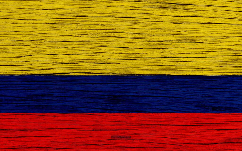 Download wallpapers Flag of Colombia, k, South America, wooden