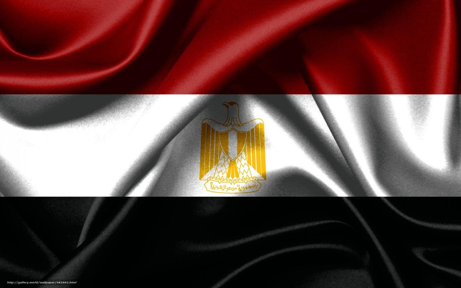 Download wallpapers flag, Egypt, coat of arms free desktop