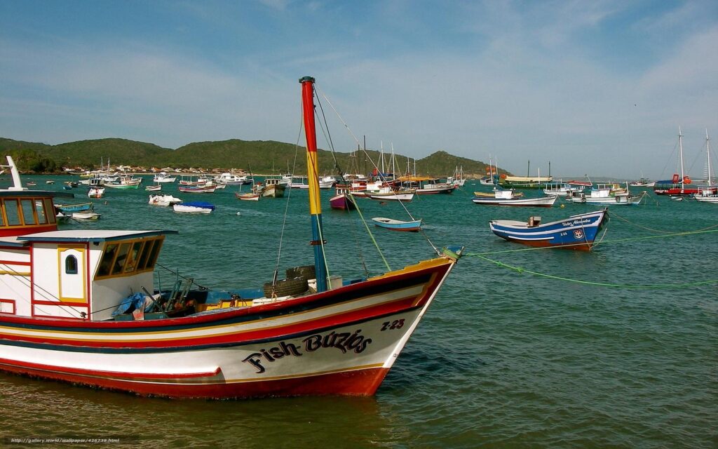 Buzios, brazil, fish, boats, colorful, coordinates