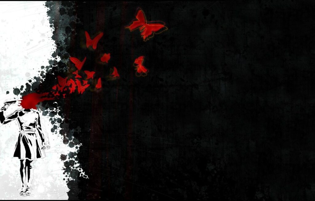 Wallpapers void, butterfly, blood, shot, Woman, picolet Wallpaper for