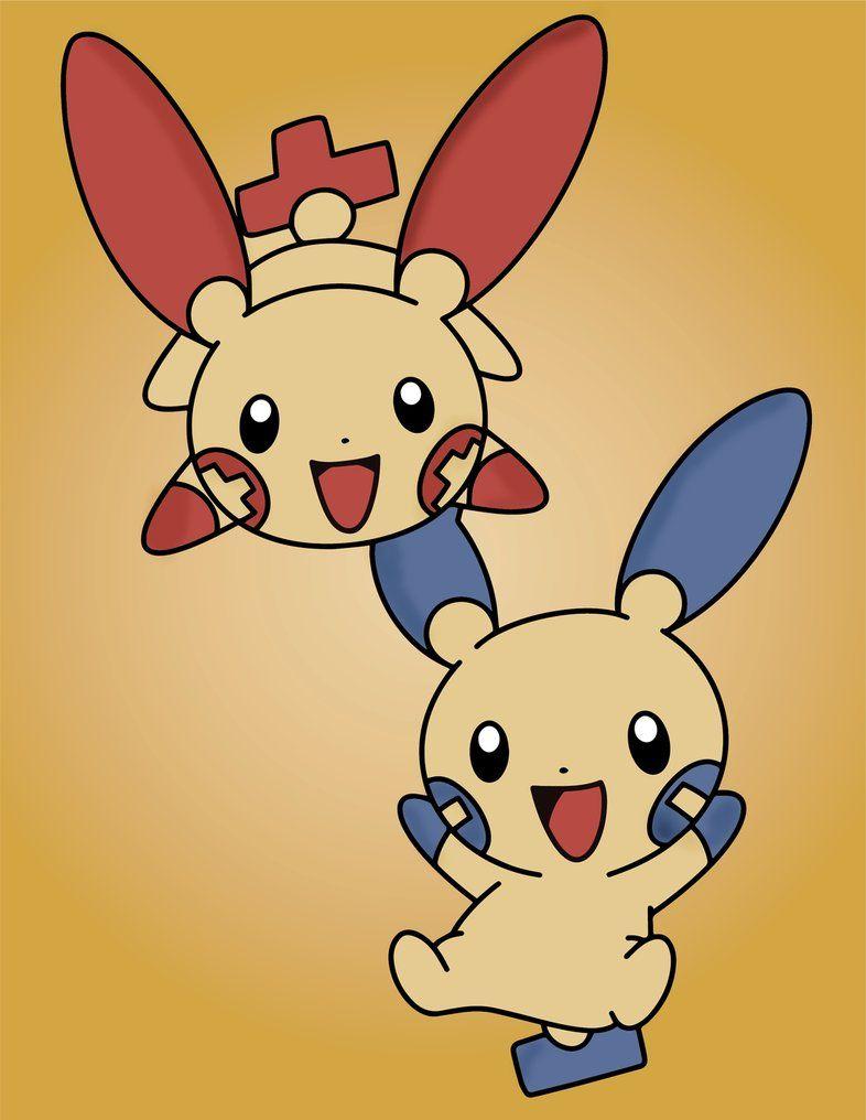 Plusle and Minun! Wallpaper! by Animebirdy