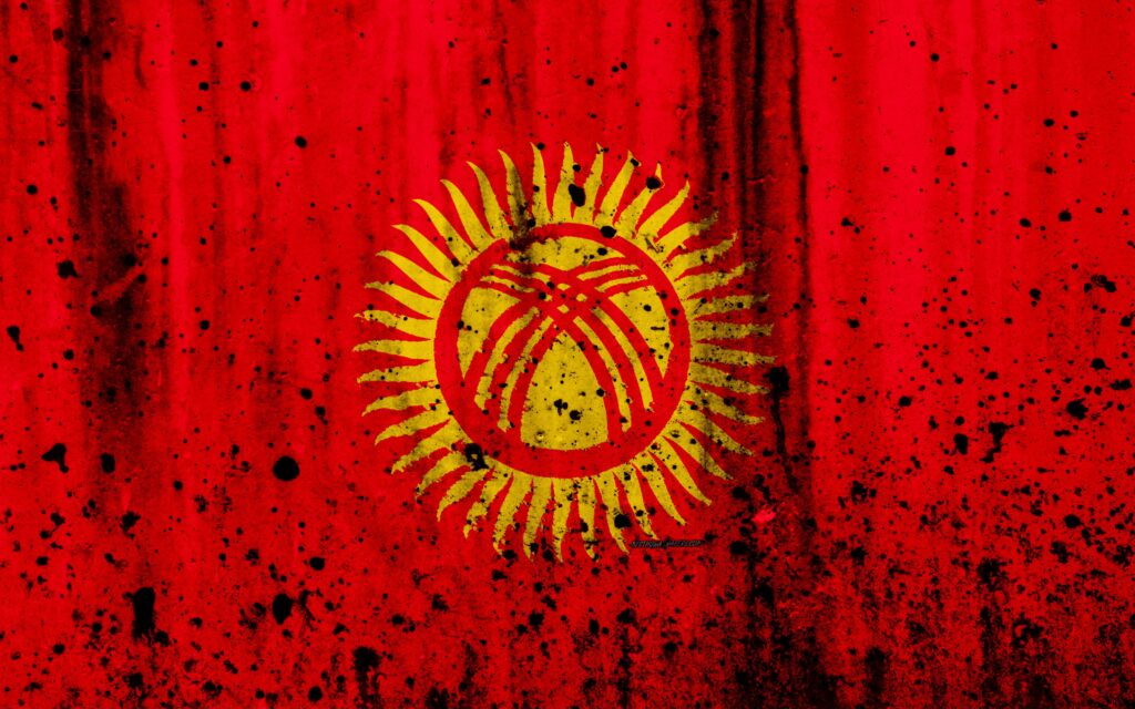 Download wallpapers Kirghiz flag, k, grunge, Asia, flag of