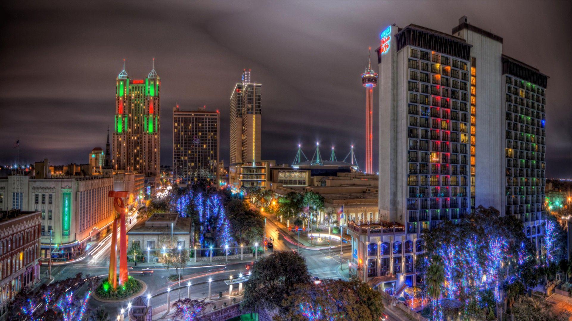 Other Colorful Lights San Antonio Night Texas Hotel Streets