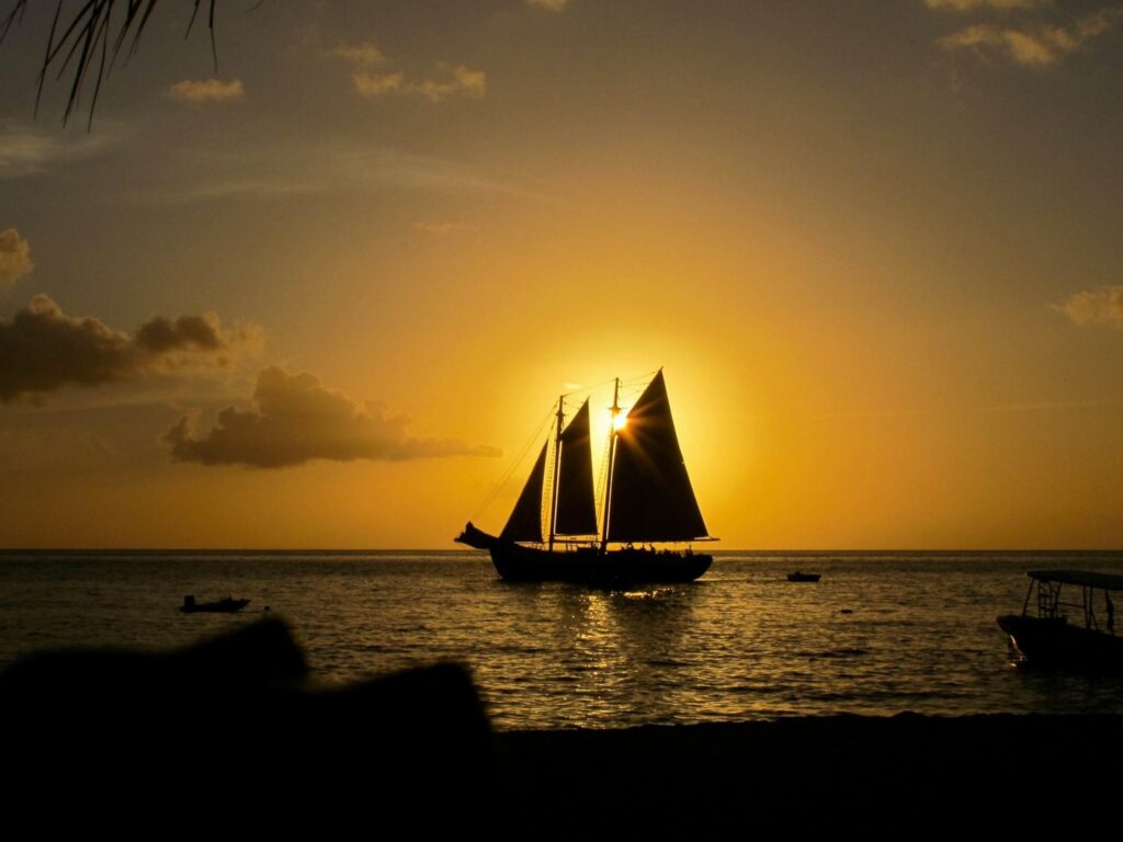 Sunsets Saint Vincent Granadines Grenadines Sunset Sea Sailboat