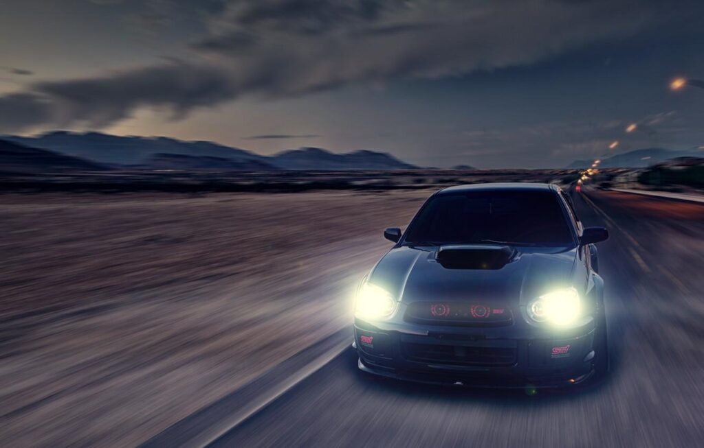Wallpapers glare, speed, Subaru, Impreza, blur, black, WRX, black