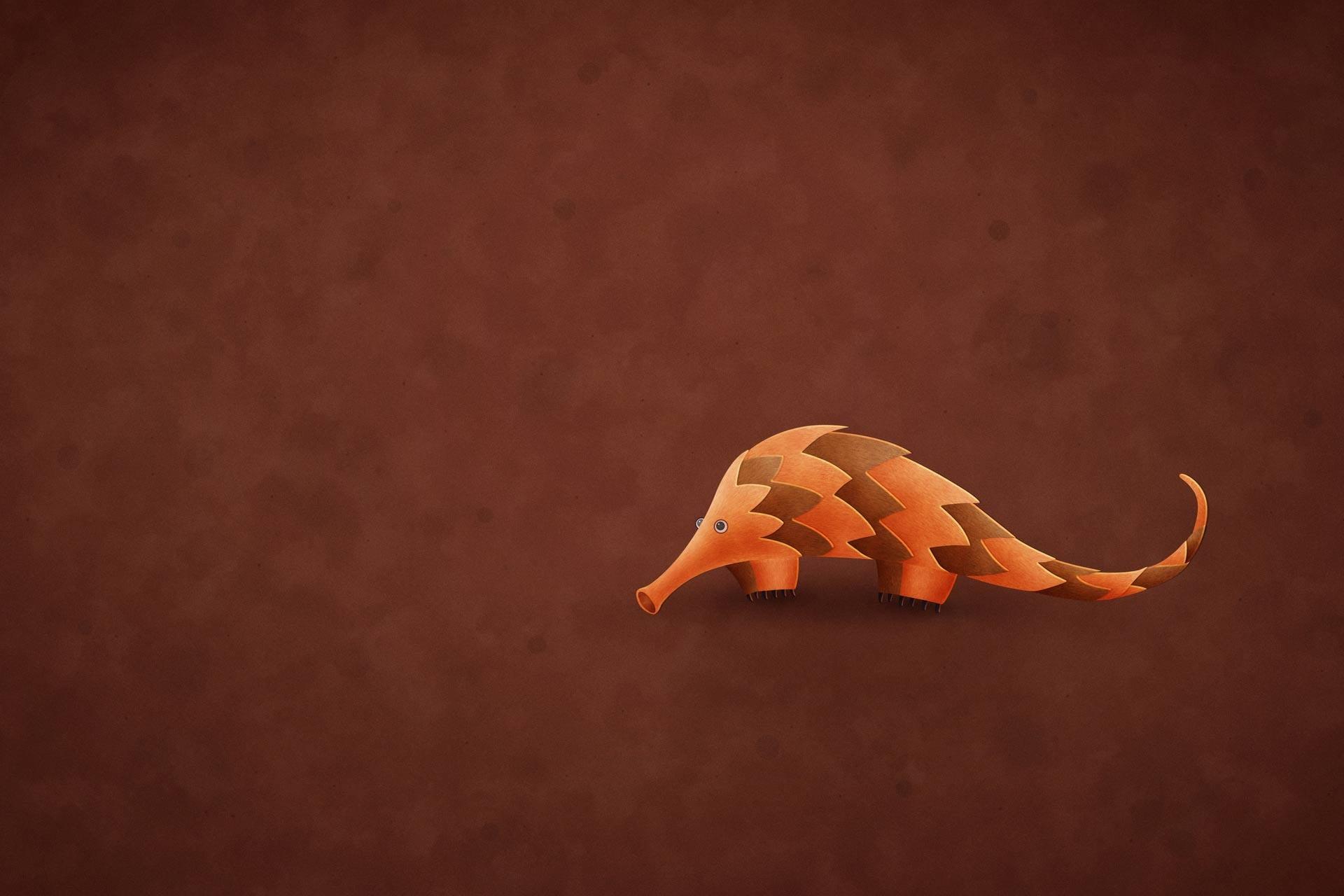 Orange armadillo illustration, Ubuntu 2K wallpapers