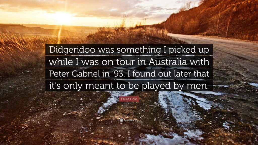 Paula Cole Quote “Didgeridoo was something I picked up while I was