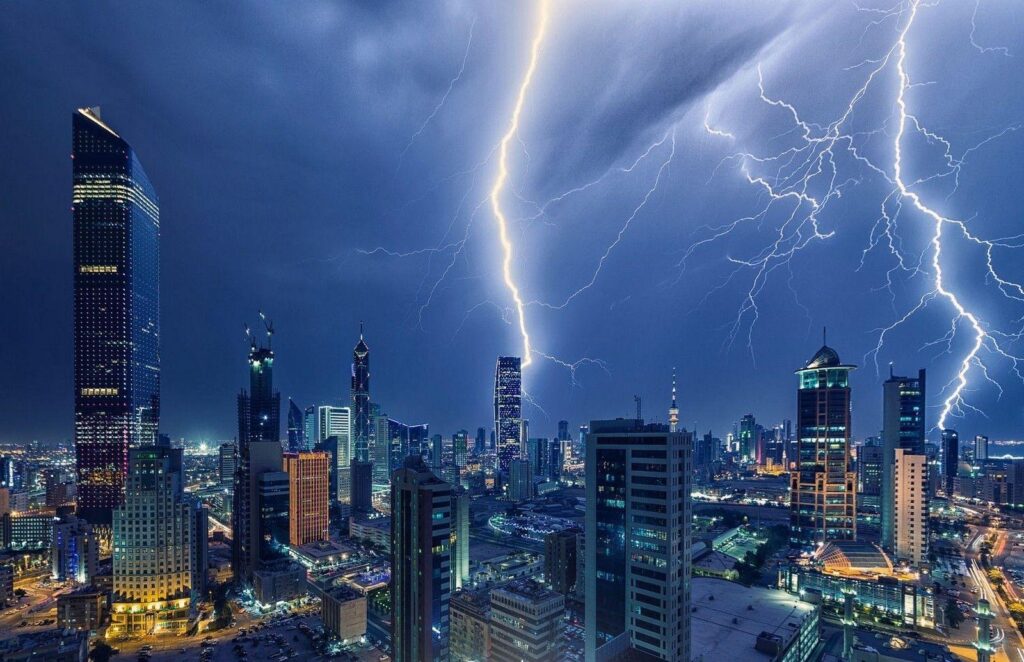 Photography, Landscape, Lightning, Storm, Skyscraper, Architecture