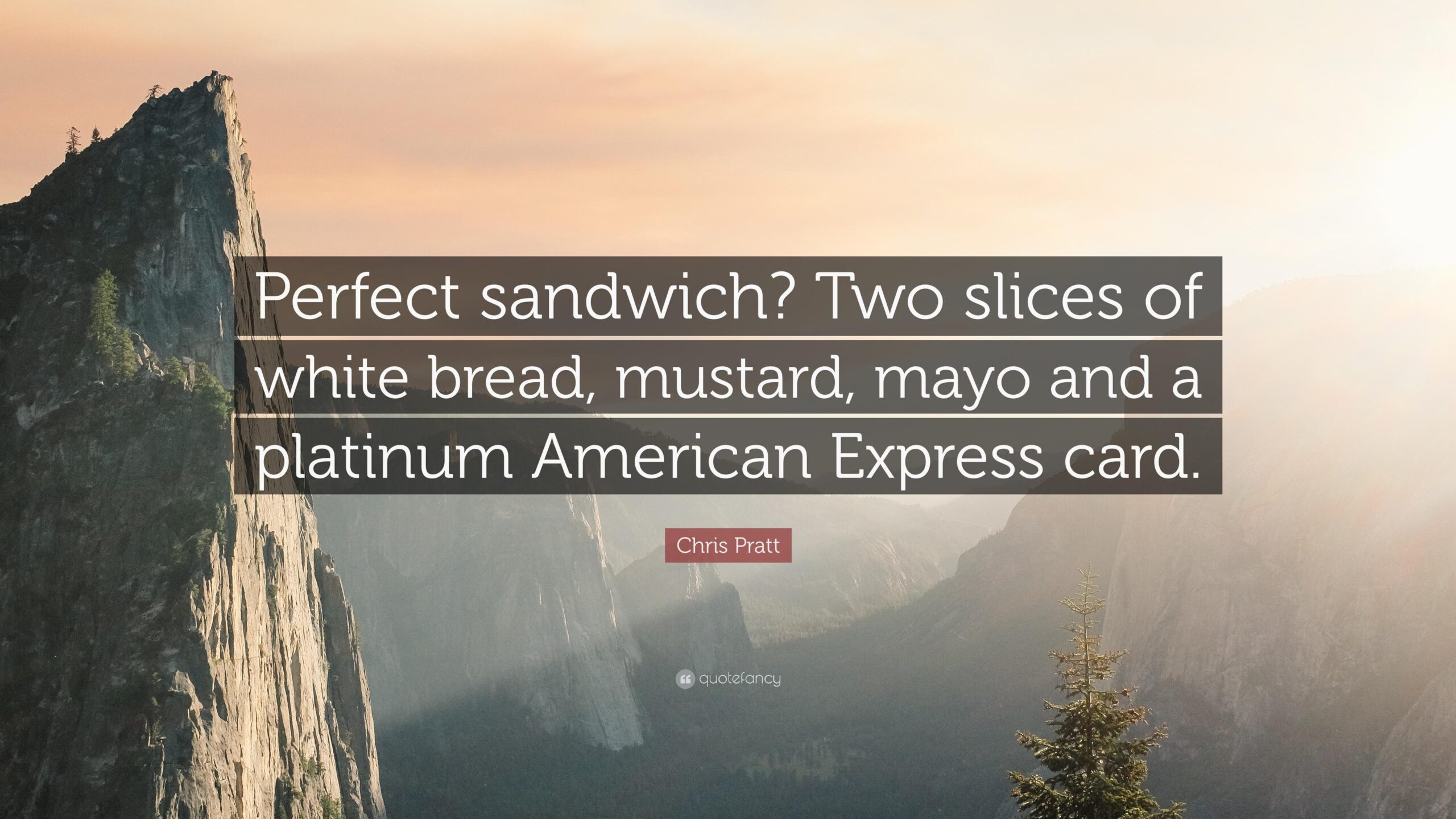 Chris Pratt Quote “Perfect sandwich? Two slices of white bread