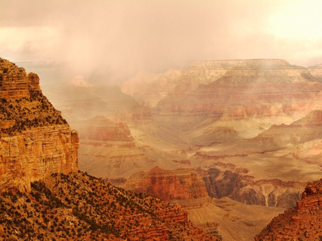 Landscapes Fog Filled Morning Grand Canyon National Park