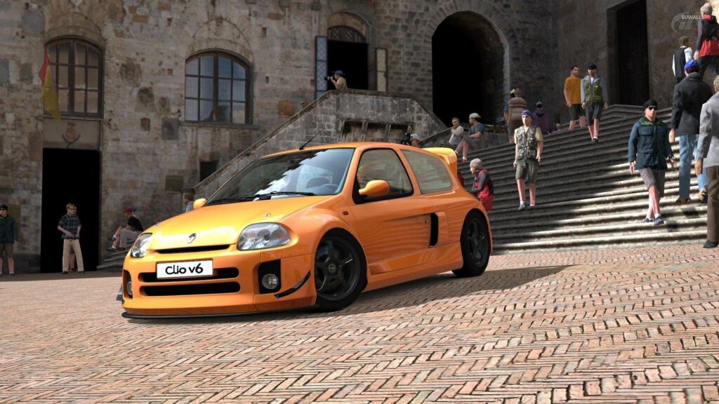 Yellow Renault Clio RS side view wallpapers