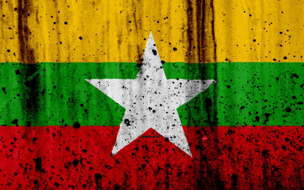 Download wallpapers Myanmar flag, k, grunge, flag of Myanmar, Asia