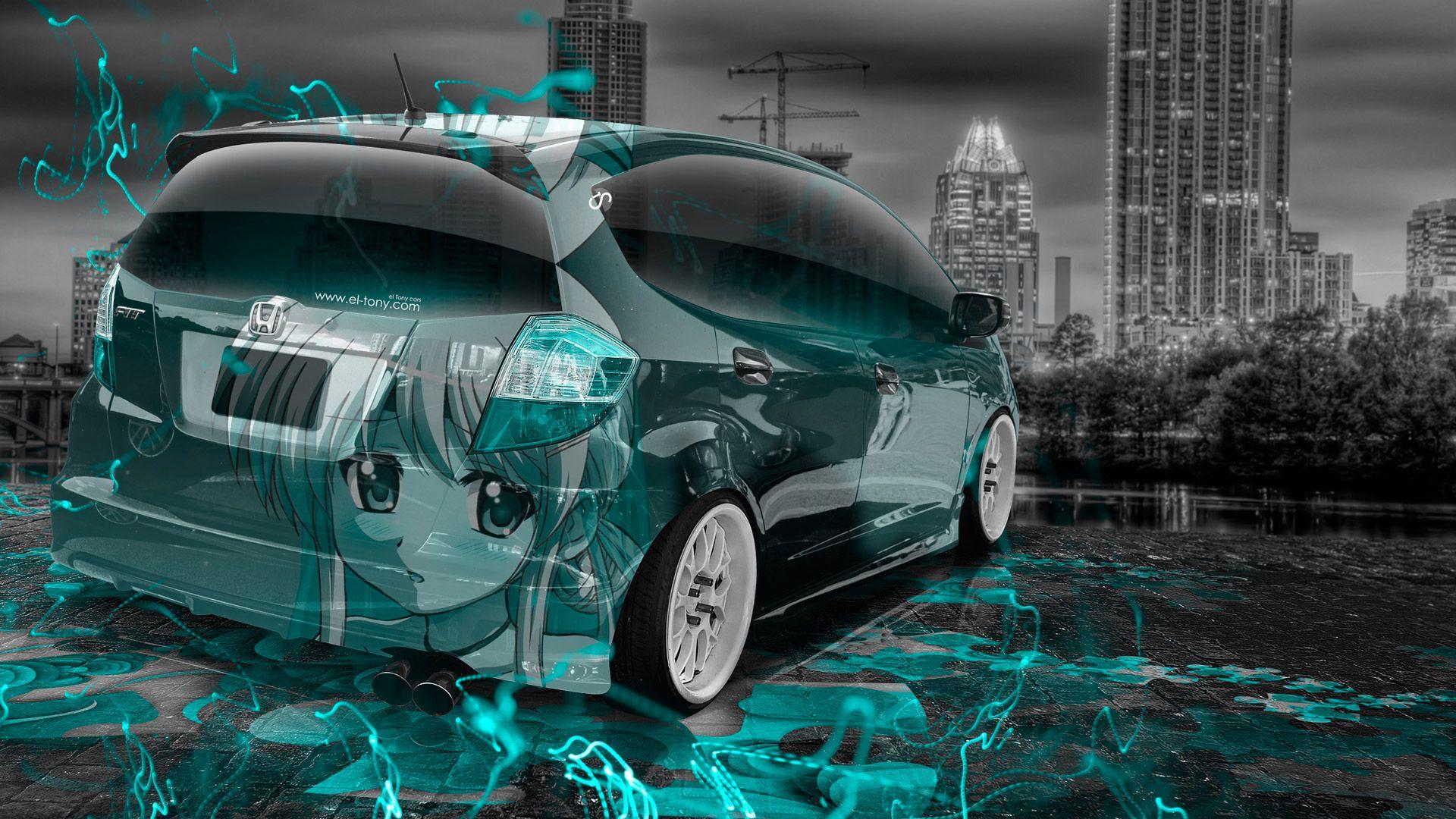 Honda Fit JDM Anime Girl Aerography City Car