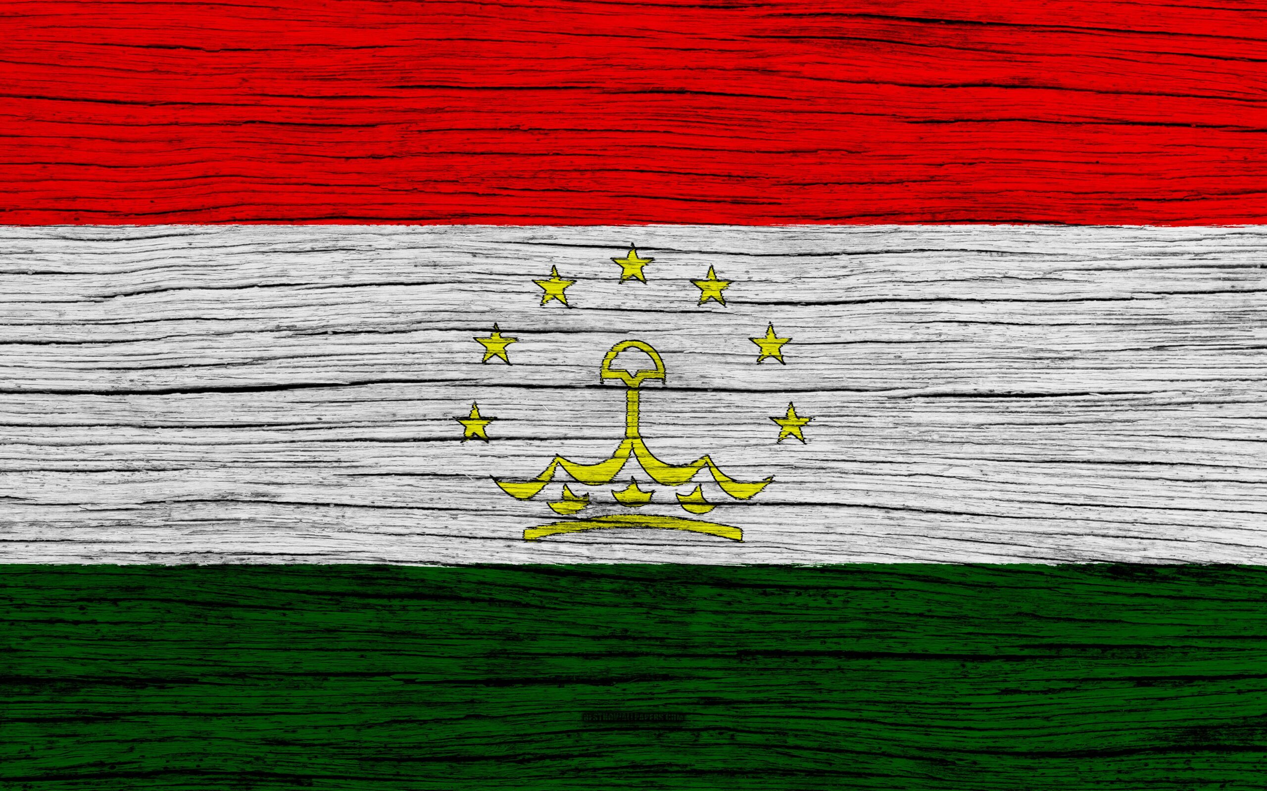 Download wallpapers Flag of Tajikistan, k, Asia, wooden texture