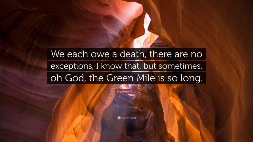Stephen King Quote “We each owe a death, there are no exceptions, I