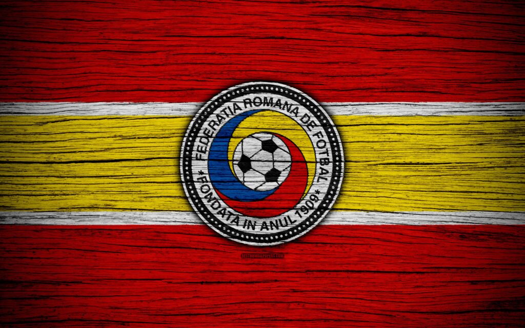 Download wallpapers k, Romania national football team, logo, UEFA