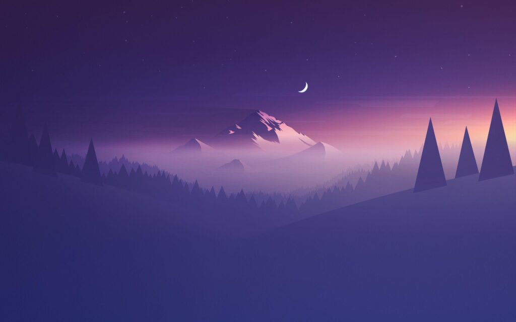 Wallpapers Mountain, Minimal, Half moon, HD, Creative Graphics,