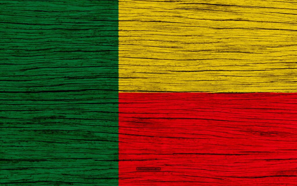 Download wallpapers Flag of Benin, k, Africa, wooden texture