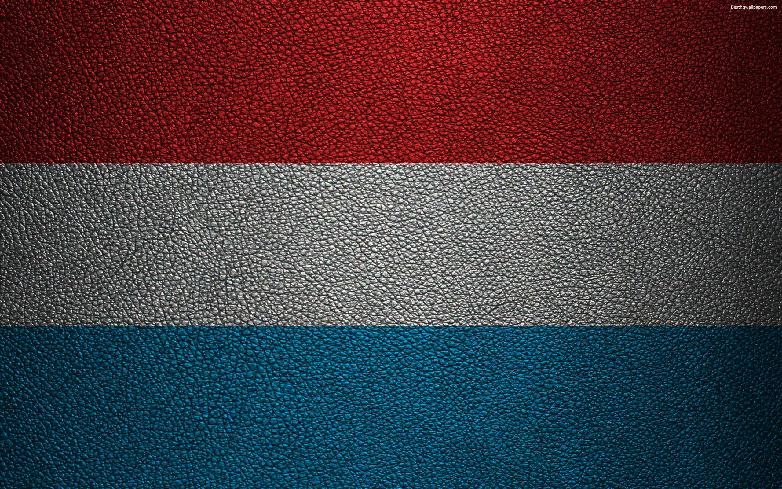 Download wallpapers Flag of Luxembourg, k, leather texture