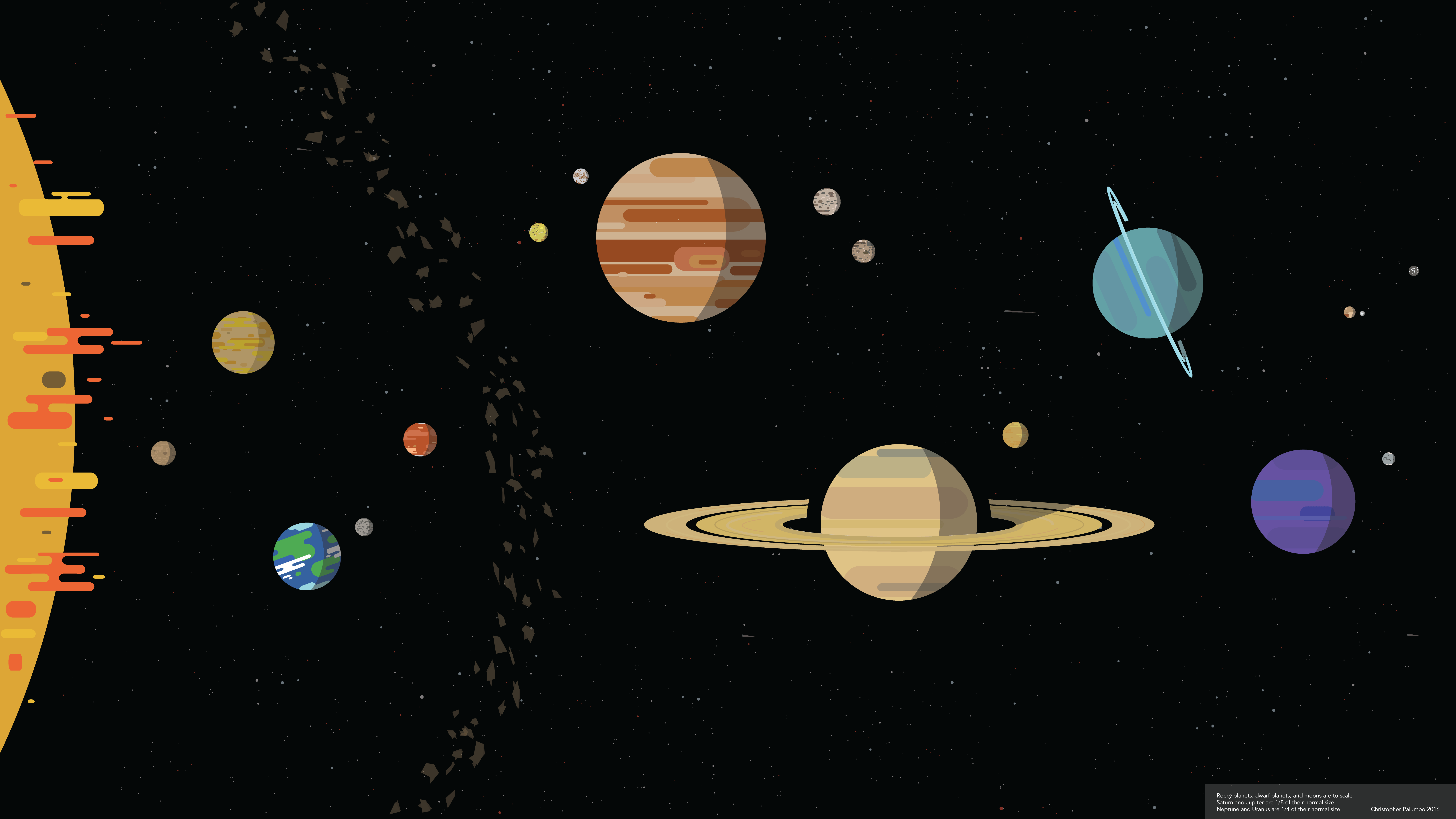 Stylized scale Solar System wallpapers