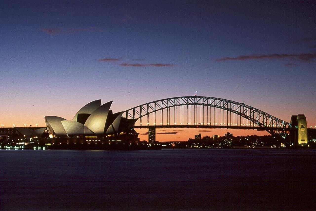 Bridges Opera House Bridge Night Australia Sydney Desktop