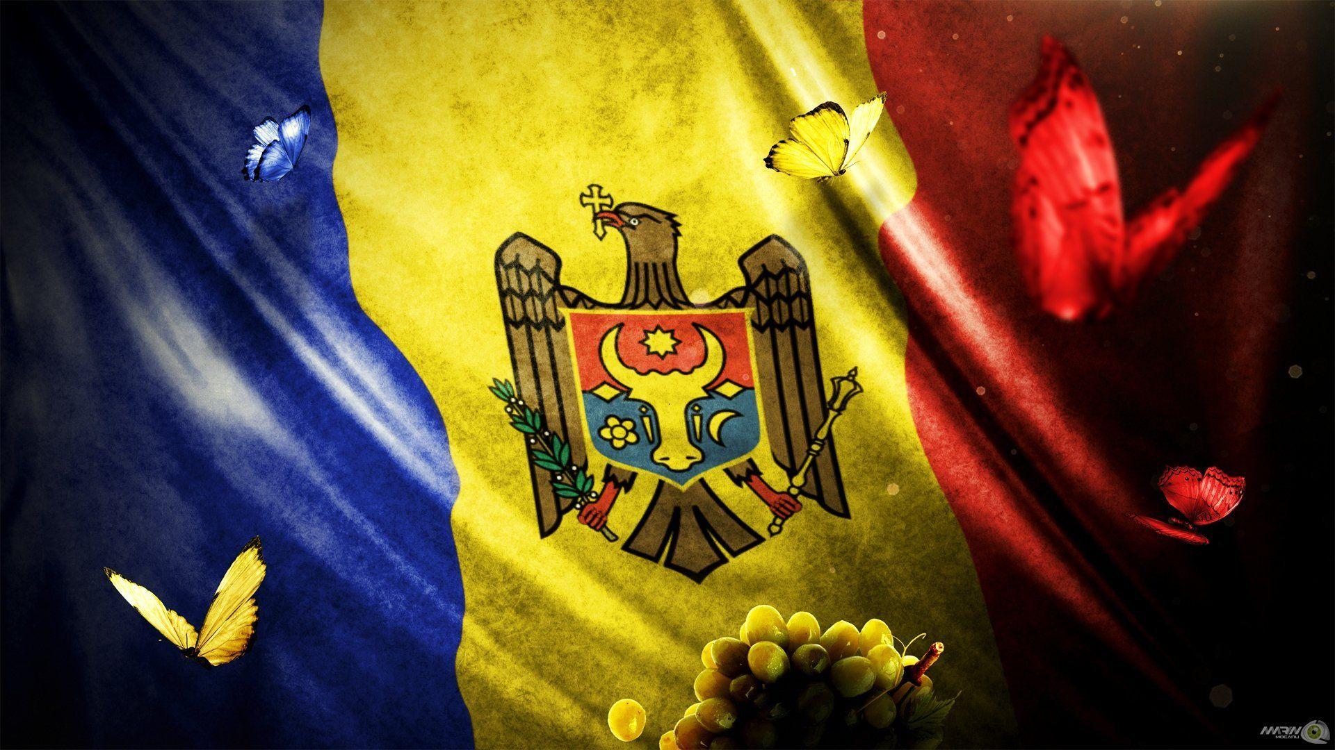 Moldova md marin mocanu design flag red blue yellow 2K wallpapers