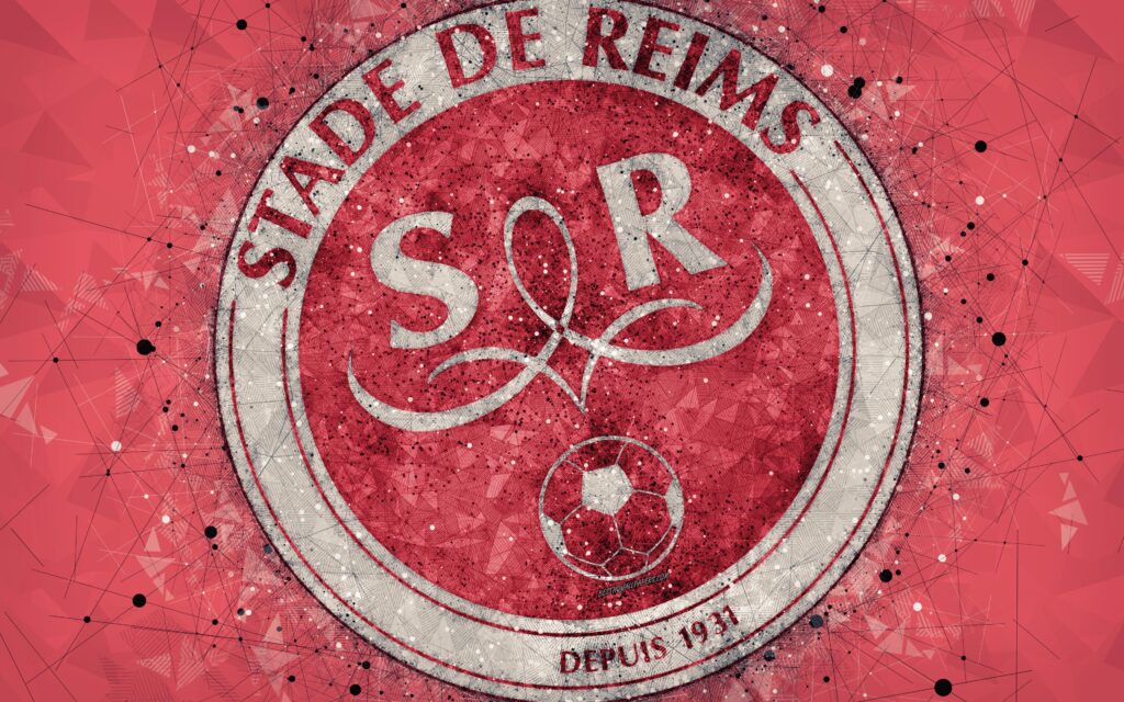 Download wallpapers Stade de Reims, k, logo, geometric art, French
