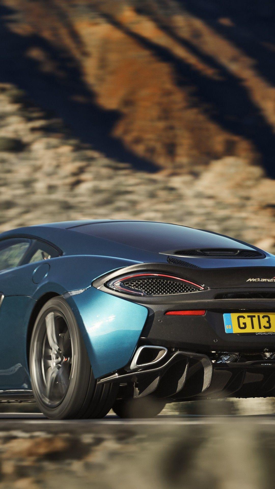 Download Mclaren gt, Back View, Black And Blue, Cars