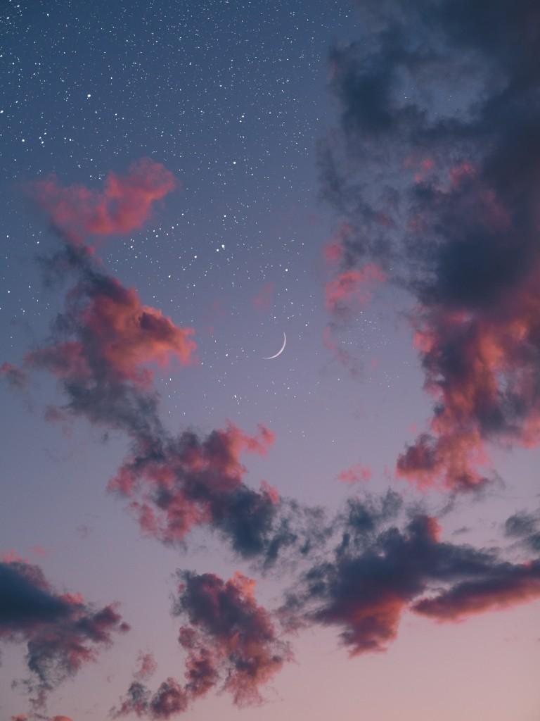 Download Crescent, Clouds, Stars Wallpapers for Apple iPad