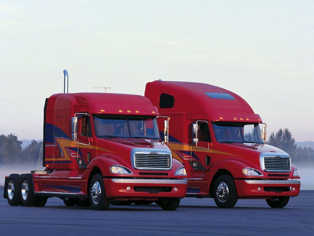 Download Wallpapers red truck freightliner columbia,