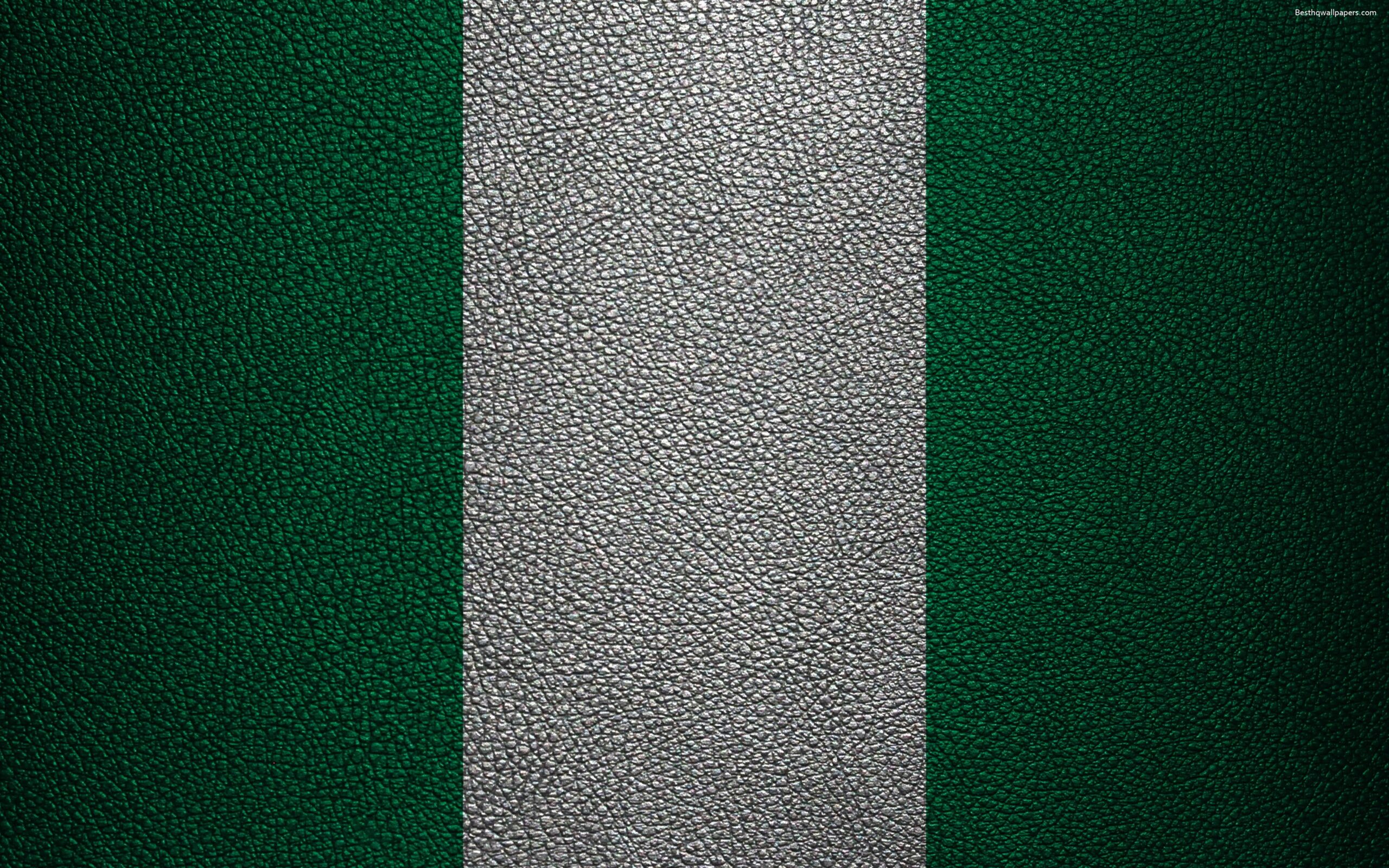 Download wallpapers Flag of Nigeria, Africa, K, leather texture