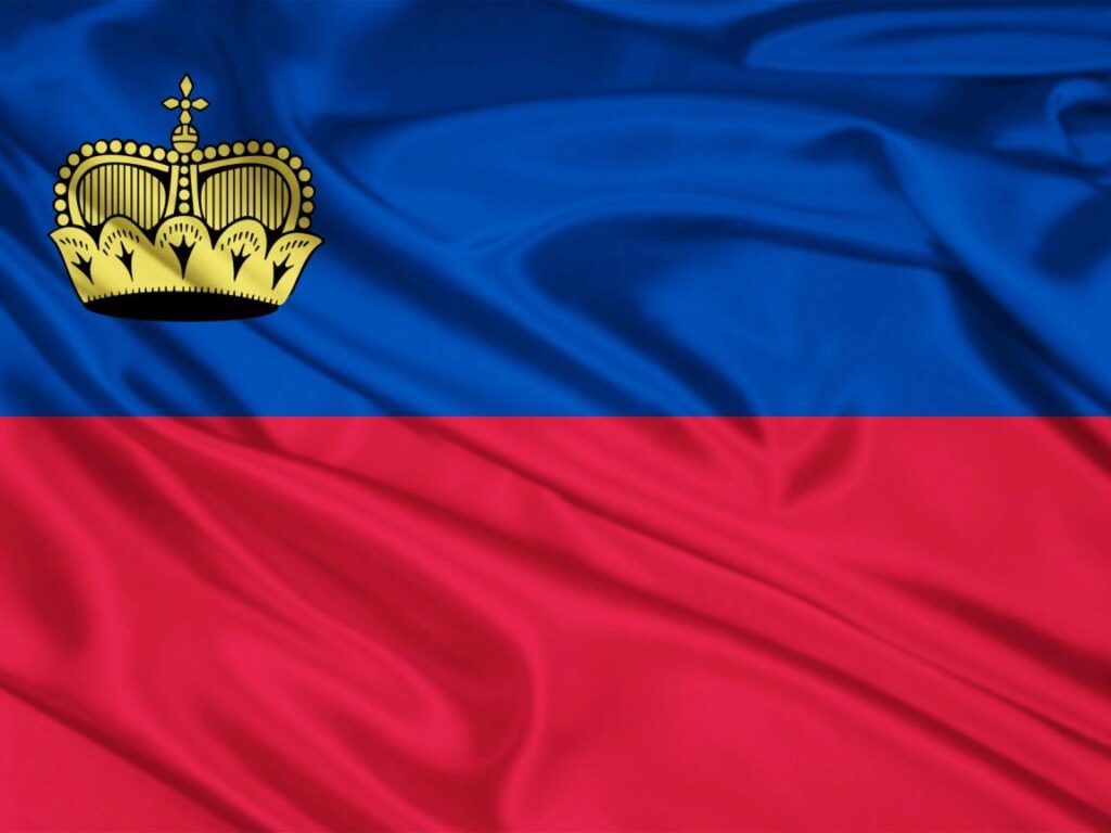 Liechtenstein flag desk 4K PC and Mac wallpapers